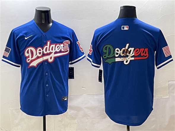 Men%27s Los Angeles Dodgers Team Big Logo Royal With American Flag Patch Limited Stitched Jersey